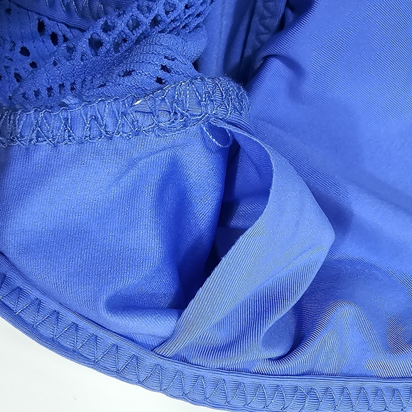 NWT Becca by Rebecca Virtue Show & Tell Plunge Blue One Piece Swimsuit M Crochet - Picture 8 of 12